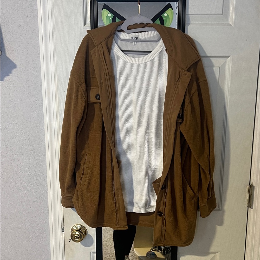 Buckle Brown Jacket with White Top